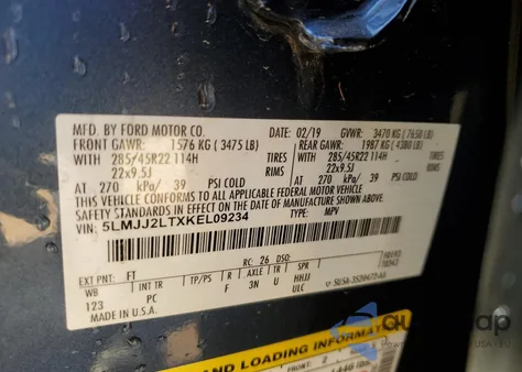 2019 Lincoln Navigator Reserve из США, поврежденный, VIN 5LMJJ2LTXKEL09234